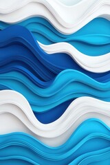 Poster - A vibrant abstract composition of flowing waves in shades of blue and white, creating a soothing visual effect.