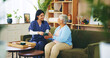 © peopleimages.com - Elderly woman, nurse and tea in home for retirement support, relax or homecare assistance on sofa. Old person, caregiver or happy with beverage in morning for kindness, service or thank you in lounge