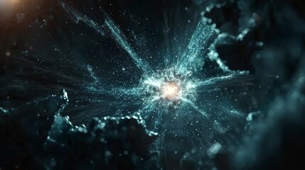Aufkleber - Particle splitting event in space cosmic phenomenon digital art abstract environment dynamic viewpoint