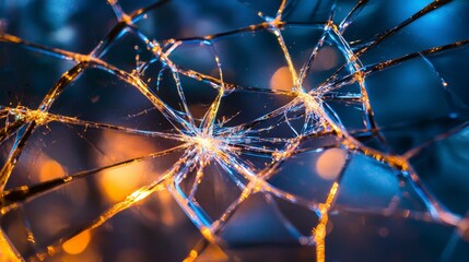 Aufkleber - Shattered glass pane reflecting colors abstract art urban setting close-up artistic concept for visual impact