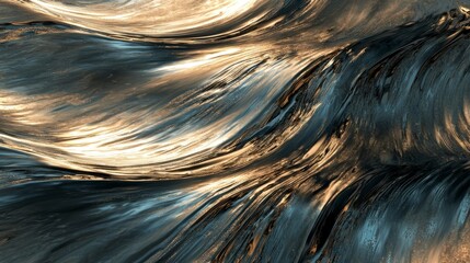 Aufkleber - Dynamic metallic swirls modern art studio abstract visuals indoor environment close-up textured design inspiration