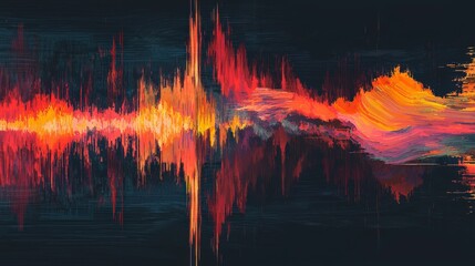 Poster - dynamic abstract waveforms illustrating sound patterns in modern art studio environment colorful rep