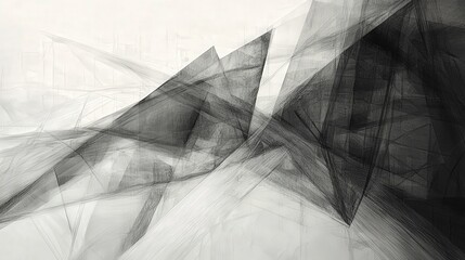 Poster - Dynamic abstract line drawing paths dissolve in monochrome layers digital art minimalist style creative concept