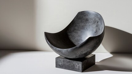Aufkleber - Minimalist black bowl with symbolic shadow modern interior art display calm environment artistic perspective
