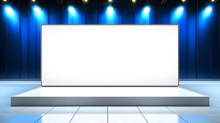 Canvas Print - Empty stage with bright lights and screen