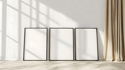 Wall Mural - Triptych frames in a sunlit room