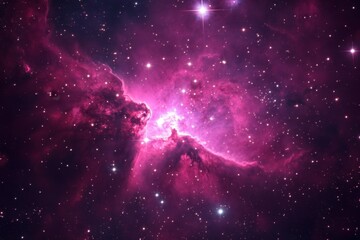 Wall Mural - Stunning pink nebula illuminates the vast cosmos.