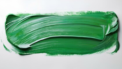 Poster - green oil paint brush. Oil paint brush stroke on white background with copy space template for add text and design. paint brush texture.