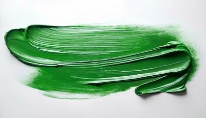 Poster - green oil paint brush. Oil paint brush stroke on white background with copy space template for add text and design. paint brush texture.