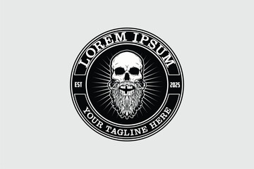 Wall Mural - Skull head bearded logo vector logo