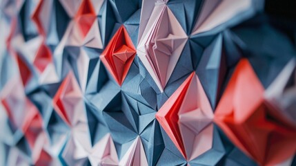 Aufkleber - Intricate paper folds forming unique shapes creative studio art installation close-up view origami concept