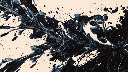 Aufkleber - Ink splashing across canvas abstract art creation studio setting digital artwork dynamic movement artistic expression
