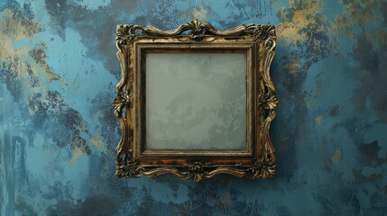 Poster - Ornate picture frame with empty canvas artistic studio photography vibrant background close-up creative concept
