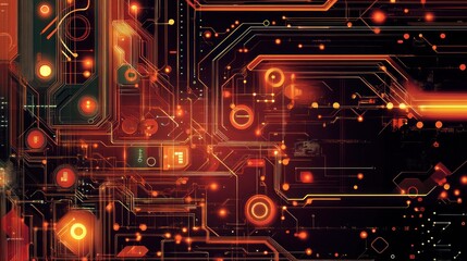 Poster - Abstract digital circuit design with glowing elements and intricate patterns.