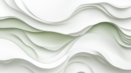 Poster - Abstract layered design with soft curves and gradients in white and green tones.