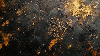 Poster - Abstract texture featuring black and gold hues, suggesting depth and artistic expression.