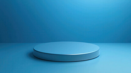Poster - Simple 3D Rendered Platform for Product Display in Calm Blue Background