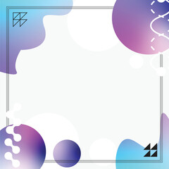 Poster - ABstract hologram Color Fluid and Black Minimal Line Frame on White Background
