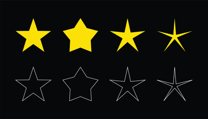 Poster - Set of different stars icon. yellow star symbol collection. rating sign and symbol. feedback symbol. stars for product rating or customer review