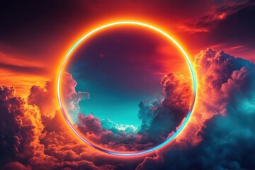 Wall Mural - The captivating glow of the circle illuminates the surrounding clouds in stunning hues.