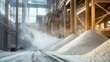 © WITTAYA  ANGMUJCHA - A detailed view inside a cement manufacturing plant, where raw ingredients like limestone are finely ground and mixed, before being heated to extremely high temperatures to produce cement.