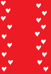 Wall Mural - white hearts on a red background on the side