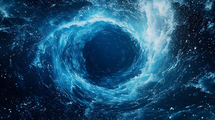 Poster - A mesmerizing cosmic vortex swirling with deep blue hues and sparkling stars, evoking the mysteries of the universe