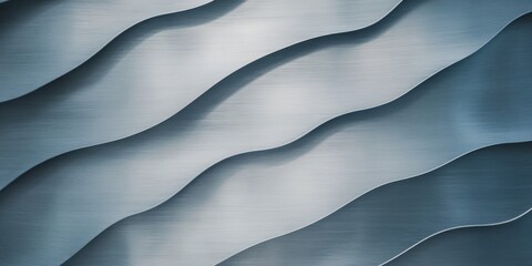 Poster - Brushed aluminum sheets display smooth waves and textures in an industrial design setting