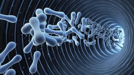 Wall Mural - microscopic of probiotics bacteria, lactobacillus bacteria 3d animation.