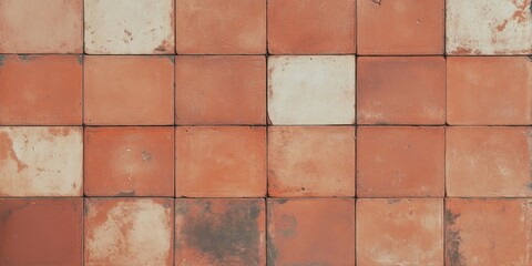 Poster - Texture of terracotta tiles showcasing earthy tones and unique patterns in decorative flooring