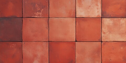 Poster - Terracotta tile texture showcasing warm earthy tones and rustic beauty in a seamless arrangement