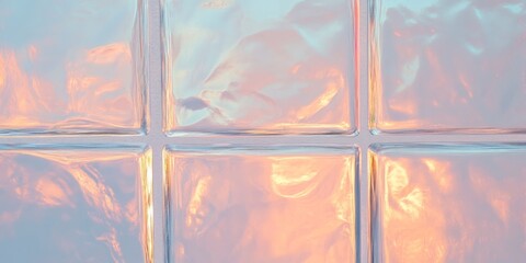 Poster - Textured glass block pattern with soft colors reflecting light