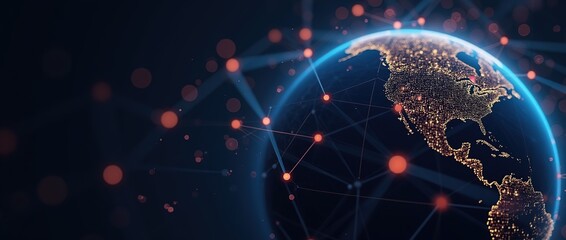 digital data background with binary code patterns, and glowing technology elements representing information flow and data