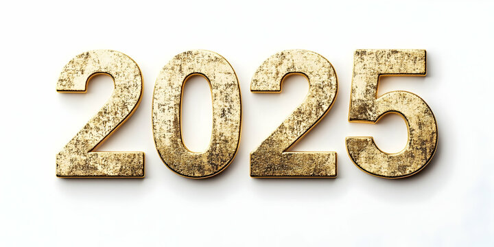 Golden 2025 New Year 3D Render
