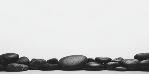 Poster - Contrasting banner with pebbles forming a border and an empty space for text