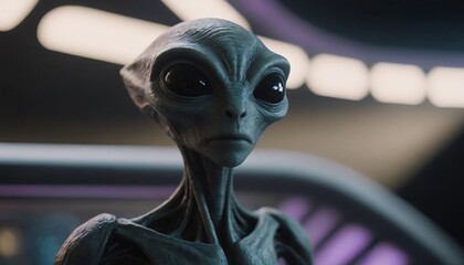 Wall Mural - alien creature on spaceship, realistic illustration