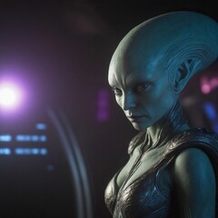 Wall Mural - alien creature on spaceship, realistic illustration
