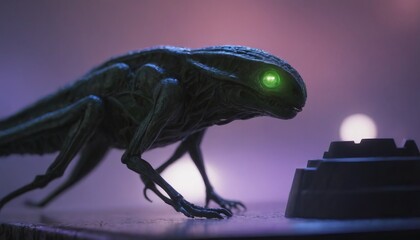 Wall Mural - alien creature on spaceship, realistic illustration
