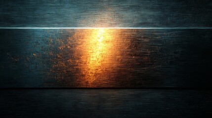 Poster - Glowing orange light on dark metal surface