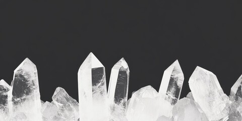 Aufkleber - Banner featuring quartz crystals with contrasting empty space for text or design elements
