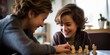 © Nadejda - A boy plays chess with his mother. Generative AI.