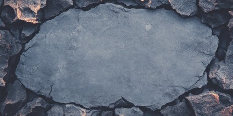 Aufkleber - Contrast empty space framed by rough lava rocks creates a striking visual for creative projects