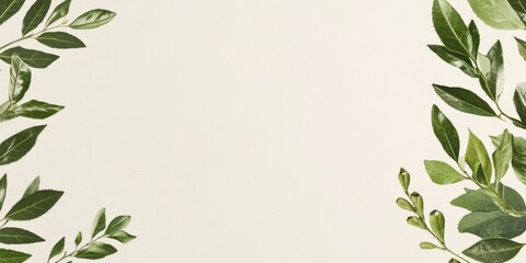 Poster - Elegant banner design featuring tea leaves framing a blank space for customizable content