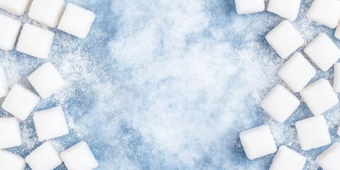 Aufkleber - Banner design featuring sugar cubes with an empty contrast space in the center for customizable text