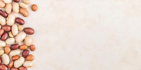 Aufkleber - Creative banner with spilled beans framing a contrasting empty space for design elements