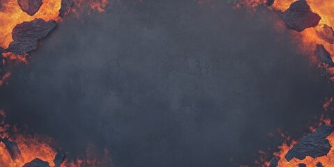 Aufkleber - Banner featuring empty space surrounded by lava rocks and contrasting textures in a dramatic display