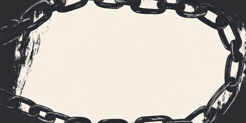 Poster - Banner featuring chain links framing empty space for creative use in design projects and advertising purposes