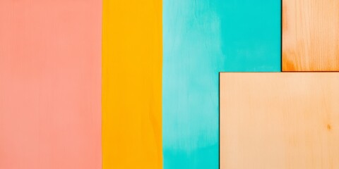 Poster - Brightly colored banner with vibrant hues and wooden blocks creating a striking contrast in a playful setting