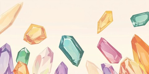 Aufkleber - Colorful banner featuring gemstones with contrasting empty space for creative design elements