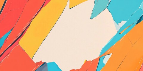 Poster - Brightly colored banner with contrasting glass fragments showcasing vibrant hues and empty space for text or design